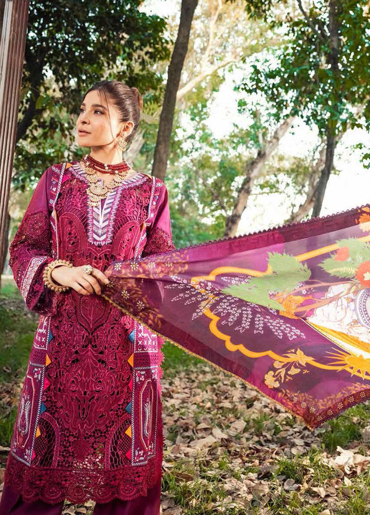 Maryam Hussain Embroidered Lawn Suits Unstitched 3 Piece MH22E 09 FUSCHIA - Luxury Collection