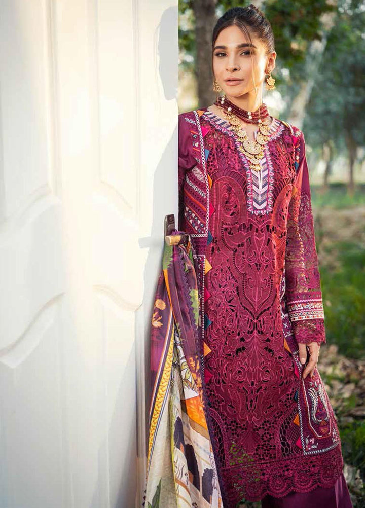 Maryam Hussain Embroidered Lawn Suits Unstitched 3 Piece MH22E 09 FUSCHIA - Luxury Collection