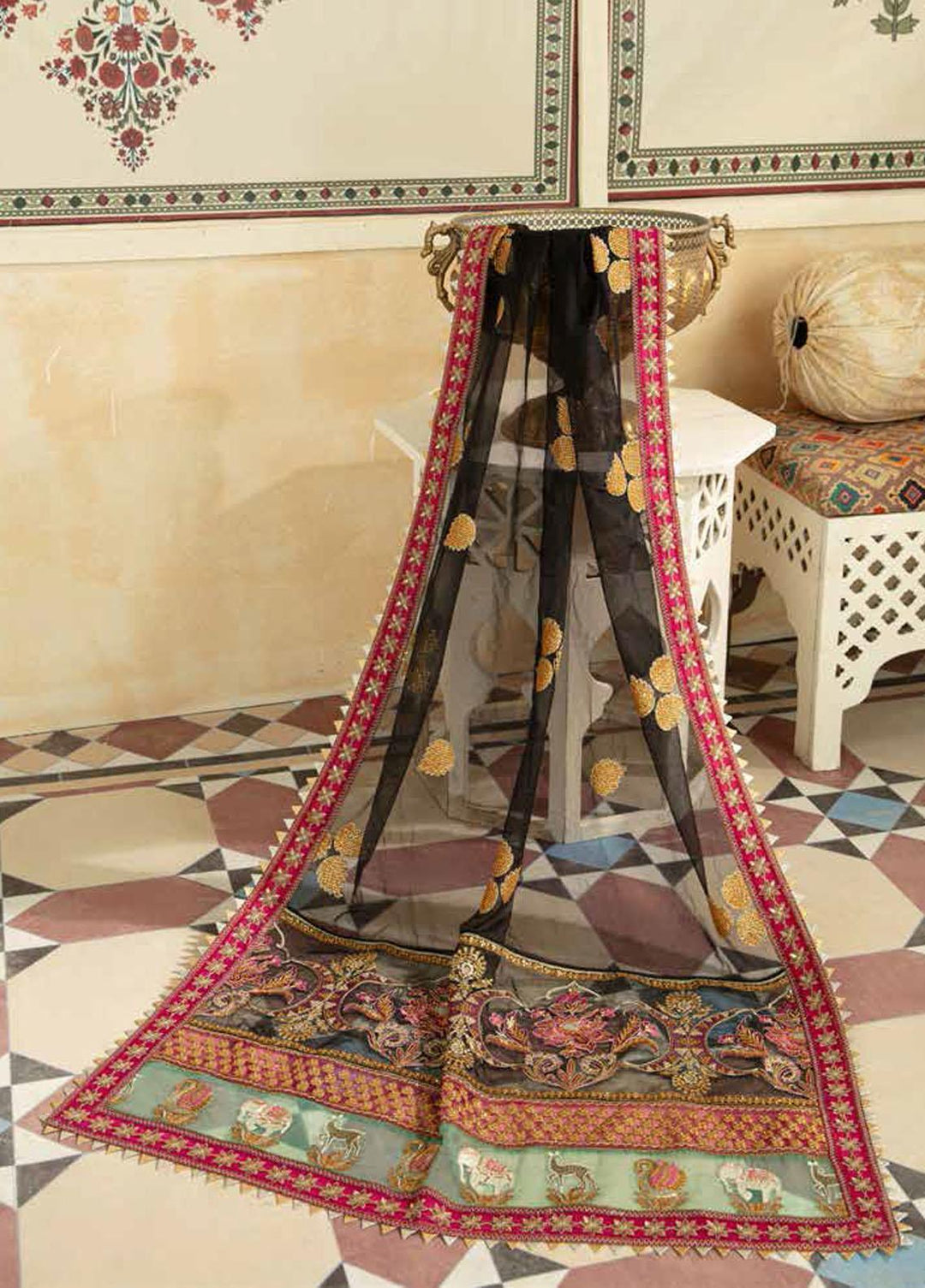 Marwa By Maryam Hussain Embroidered Net Suits Unstitched 3 Piece MH22M 01 KAIYNAT - Wedding Collection