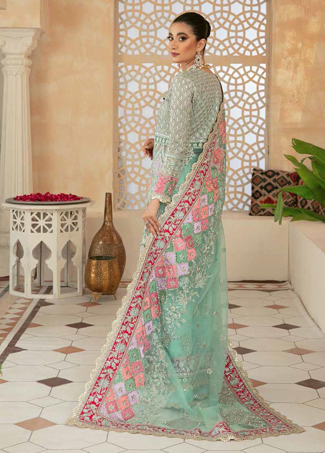 Marwa By Maryam Hussain Embroidered Net Suits Unstitched 3 Piece MH22M 02 MEHR - Wedding Collection