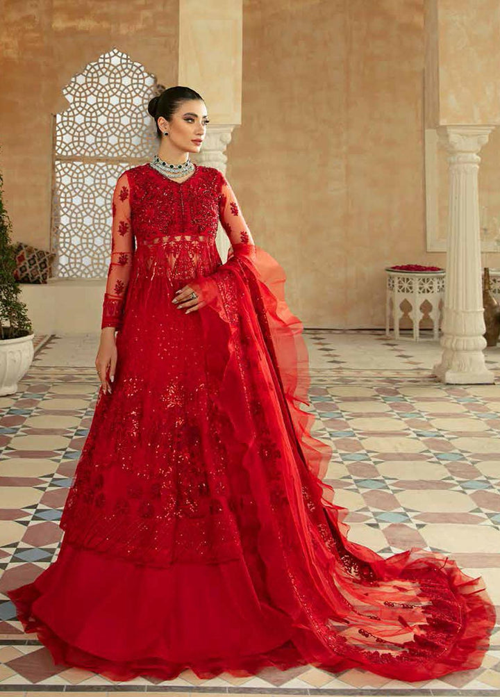 Marwa By Maryam Hussain Embroidered Net Suits Unstitched 3 Piece MH22M 03 GULAAB - Wedding Collection