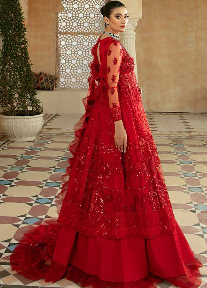 Marwa By Maryam Hussain Embroidered Net Suits Unstitched 3 Piece MH22M 03 GULAAB - Wedding Collection