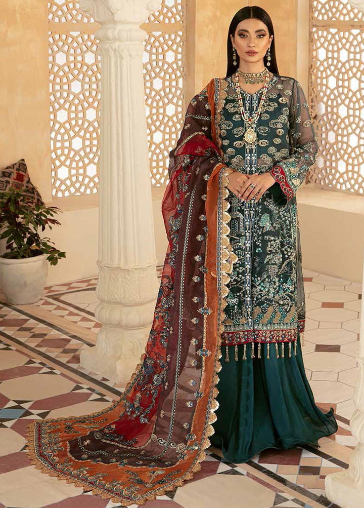 Marwa By Maryam Hussain Embroidered Net Suits Unstitched 3 Piece MH22M 05 GEET - Wedding Collection