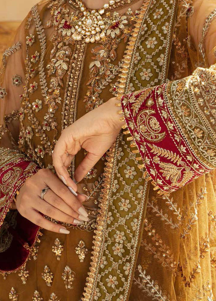 Marwa By Maryam Hussain Embroidered Net Suits Unstitched 3 Piece MH22M 08 SANDAL - Wedding Collection