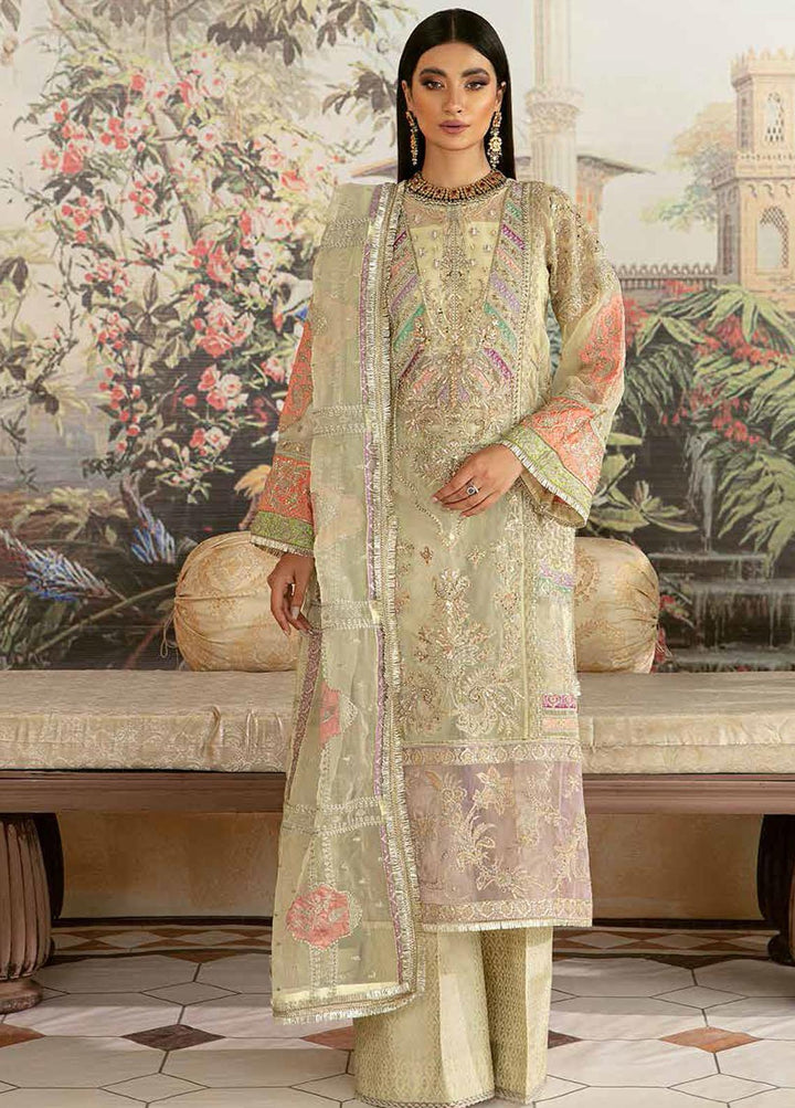 Marwa By Maryam Hussain Embroidered Organza Suits Unstitched 3 Piece MH22M 09 NAAZ - Wedding Collection