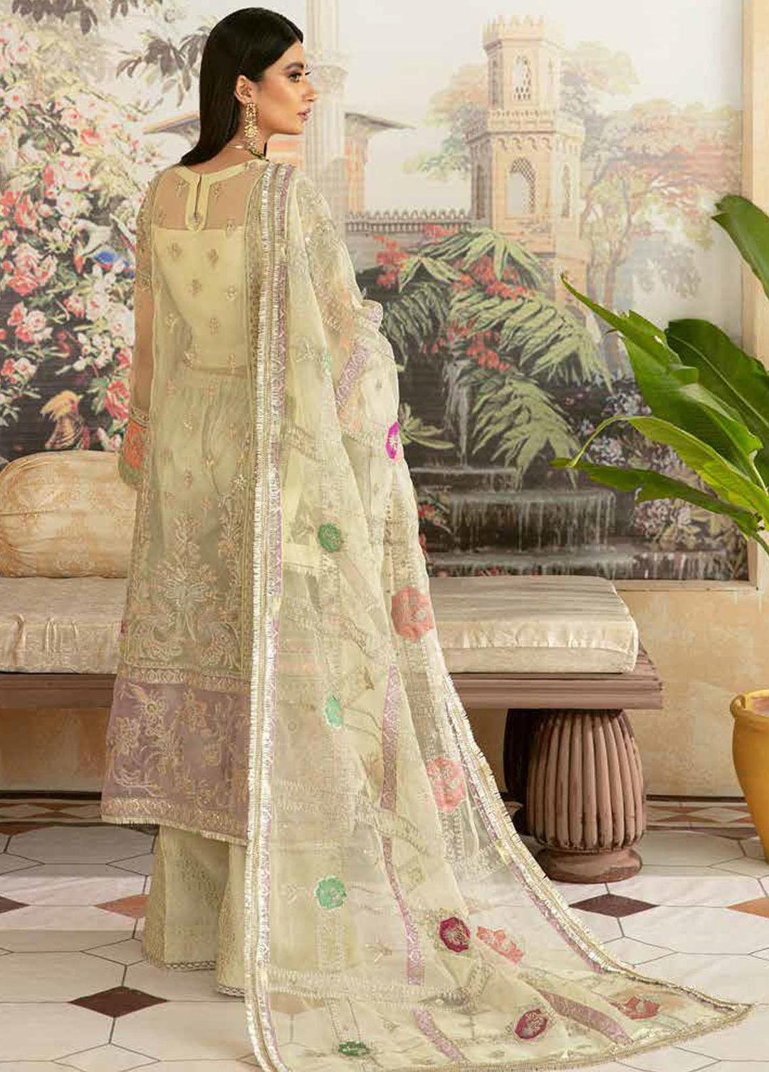 Marwa By Maryam Hussain Embroidered Organza Suits Unstitched 3 Piece MH22M 09 NAAZ - Wedding Collection