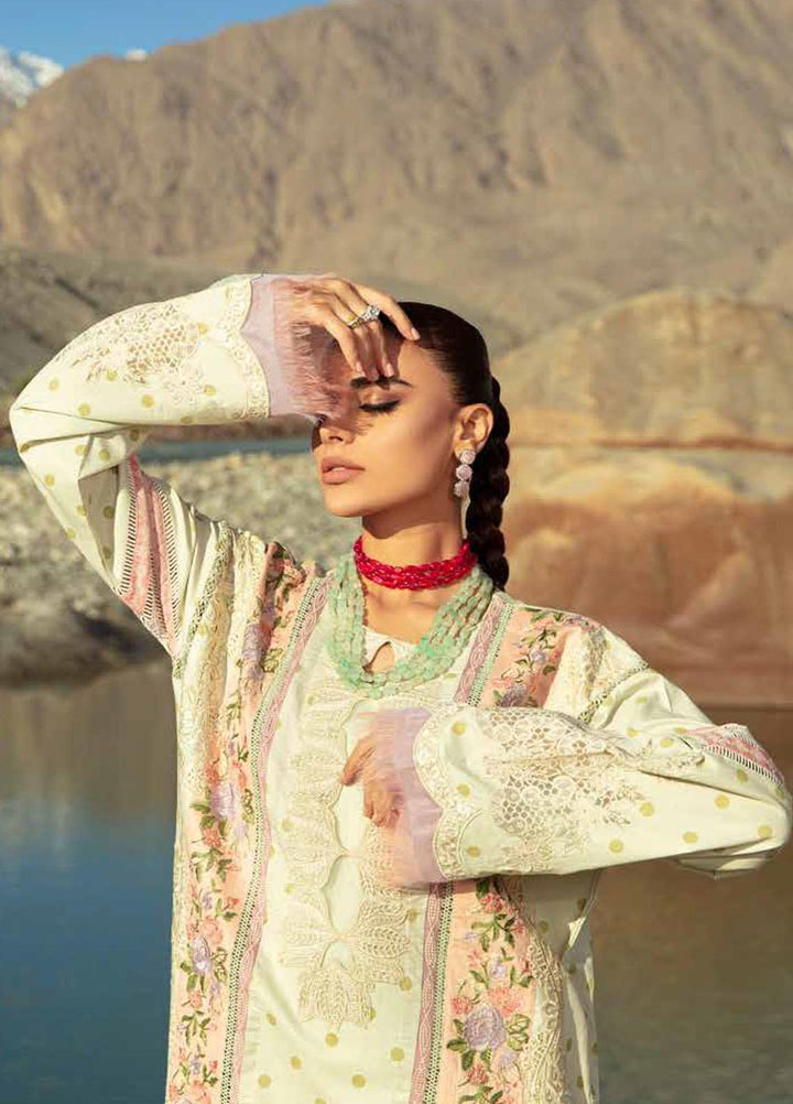 Maryam Hussain Embroidered Lawn Suits Unstitched 3 Piece MH23LL D-2 Mint - Luxury Collection