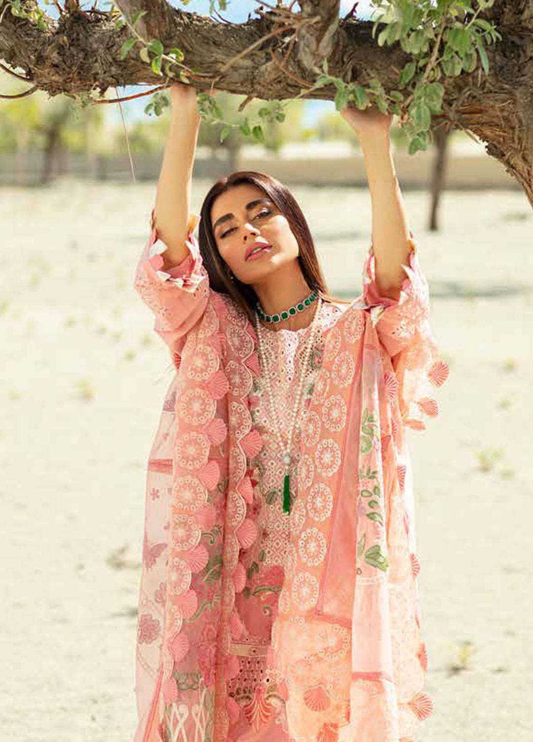 Maryam Hussain Embroidered Lawn Suits Unstitched 3 Piece MH23LL D-3 Peaches - Luxury Collection