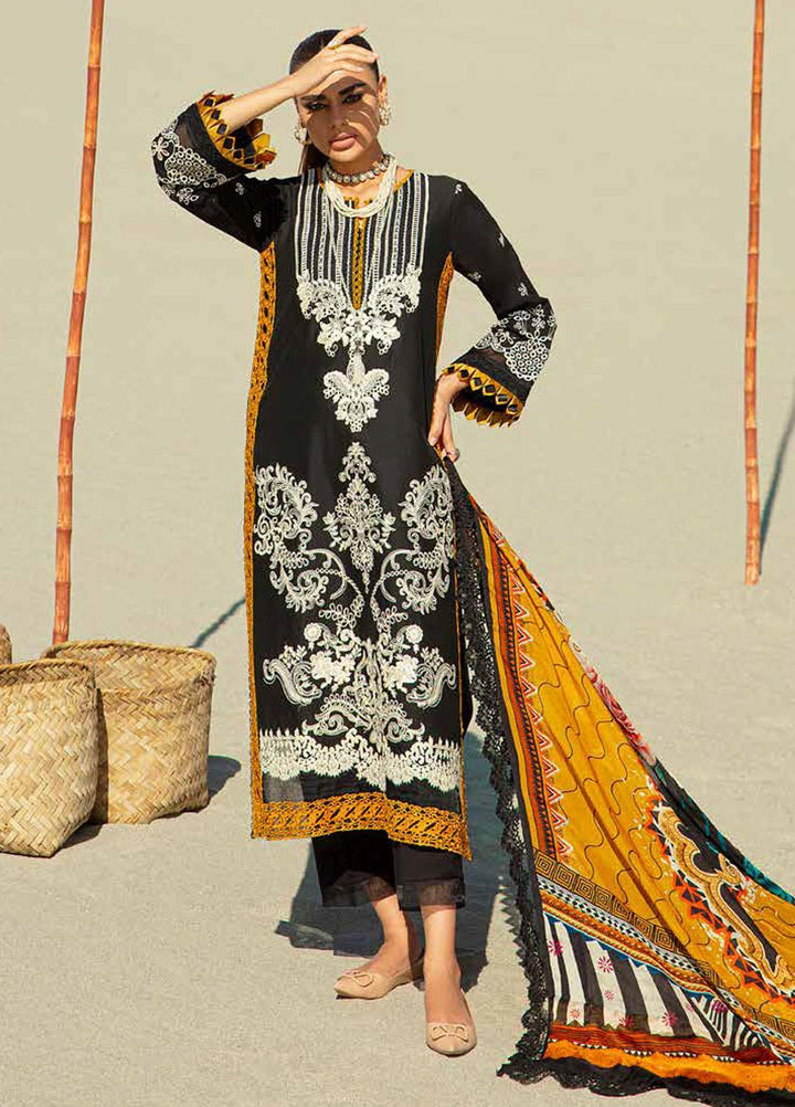 Maryam Hussain Embroidered Lawn Suits Unstitched 3 Piece MH23LL D-4 Mustard Affair - Luxury Collection