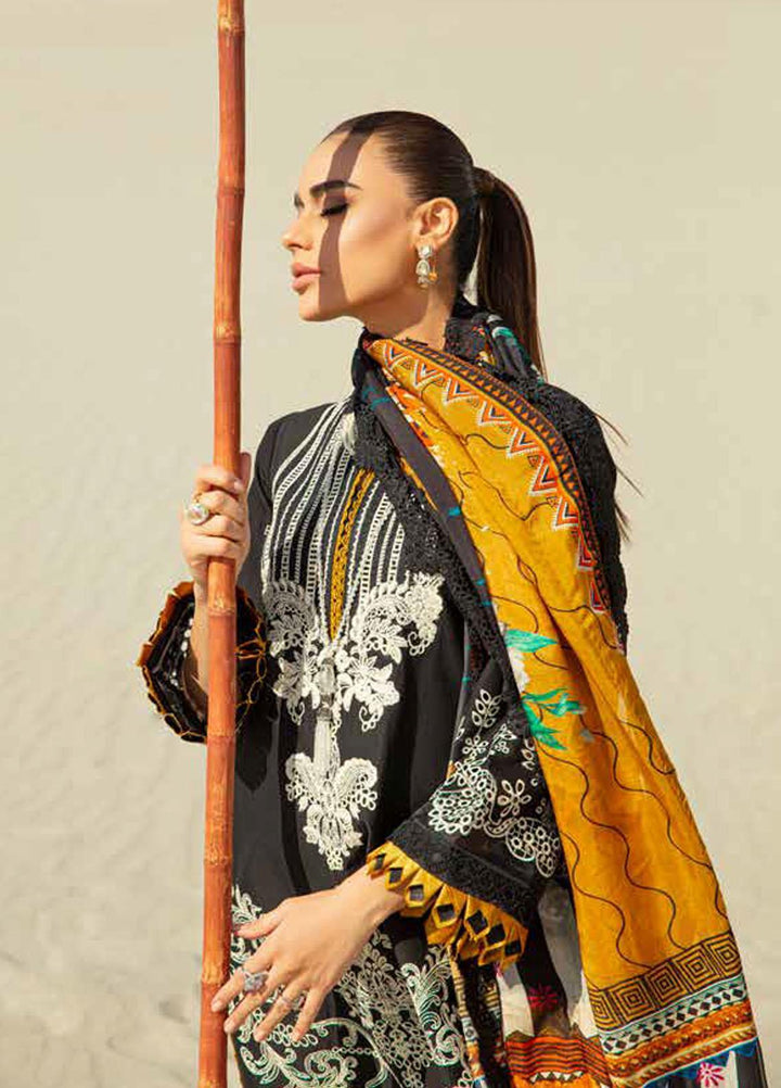 Maryam Hussain Embroidered Lawn Suits Unstitched 3 Piece MH23LL D-4 Mustard Affair - Luxury Collection