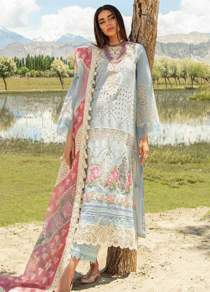 Maryam Hussain Embroidered Lawn Suits Unstitched 3 Piece MH23LL D-5 Ice Bloom - Luxury Collection