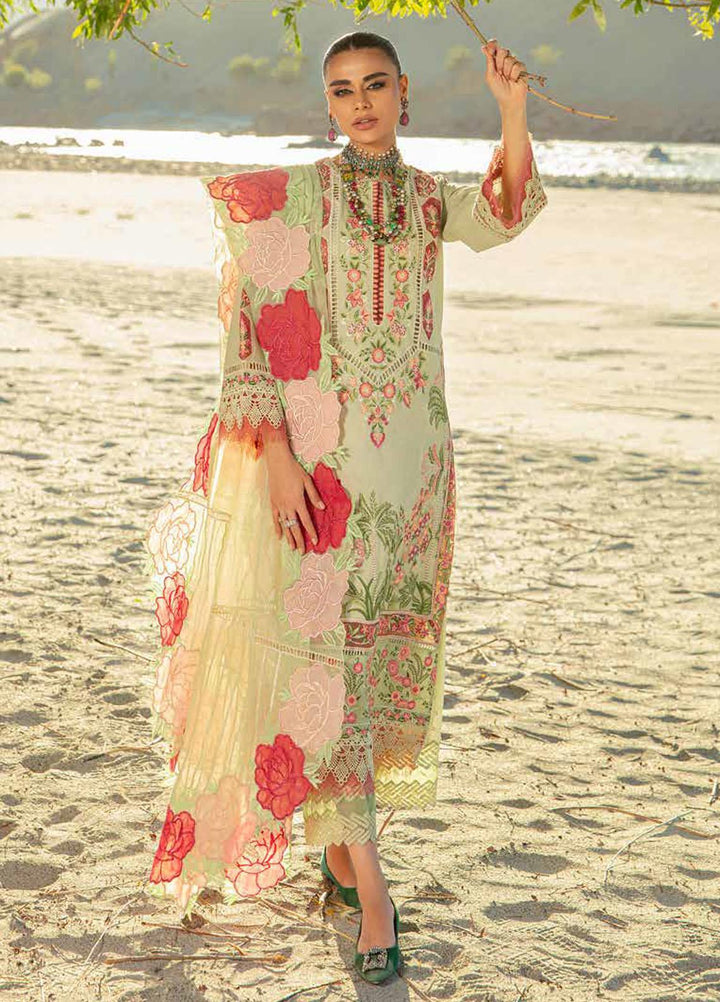 Maryam Hussain Embroidered Lawn Suits Unstitched 3 Piece MH23LL D-7 Roses - Luxury Collection
