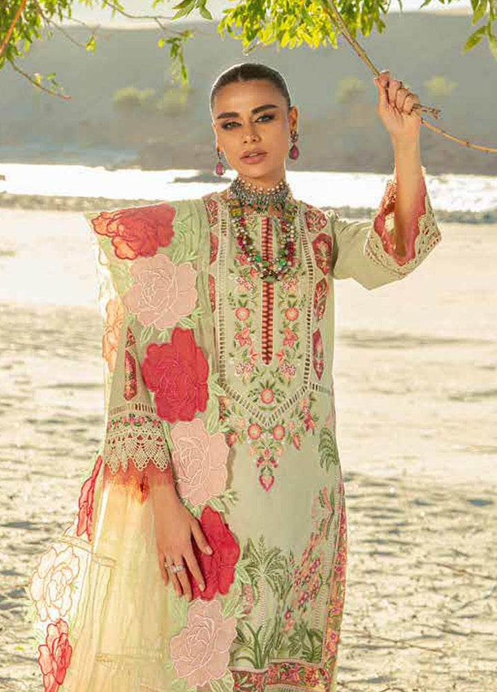 Maryam Hussain Embroidered Lawn Suits Unstitched 3 Piece MH23LL D-7 Roses - Luxury Collection