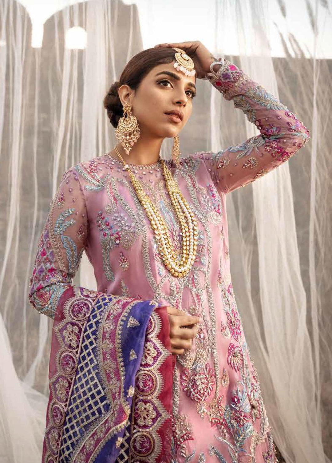 Maryam Hussain Embroidered Net Suits Unstitched 3 Piece MH22WD Arzoo - Wedding Collection