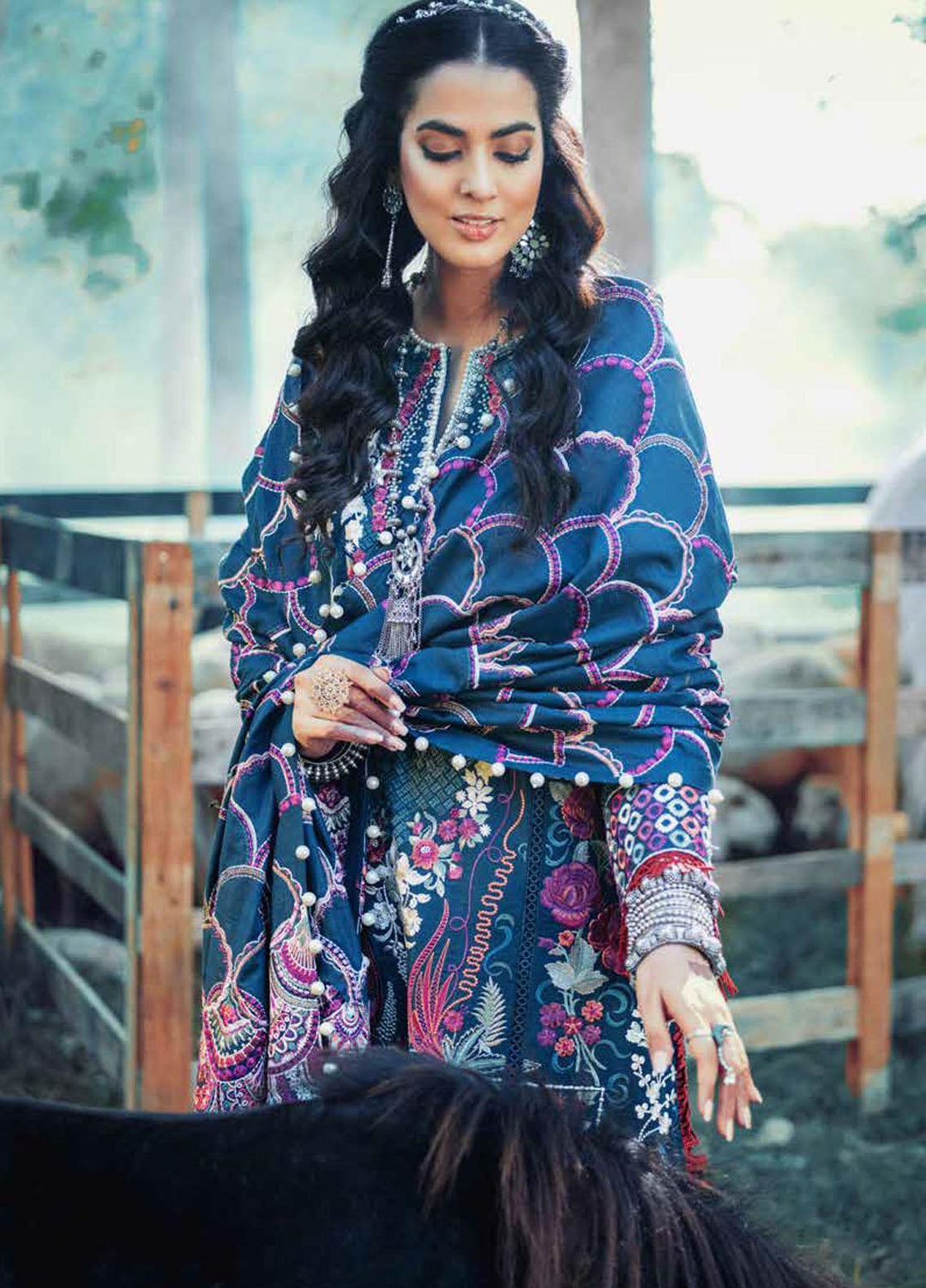Maryam Hussain Embroidered Khaddar Suits Unstitched 3 Piece MH21W 04 Marina - Winter Collection