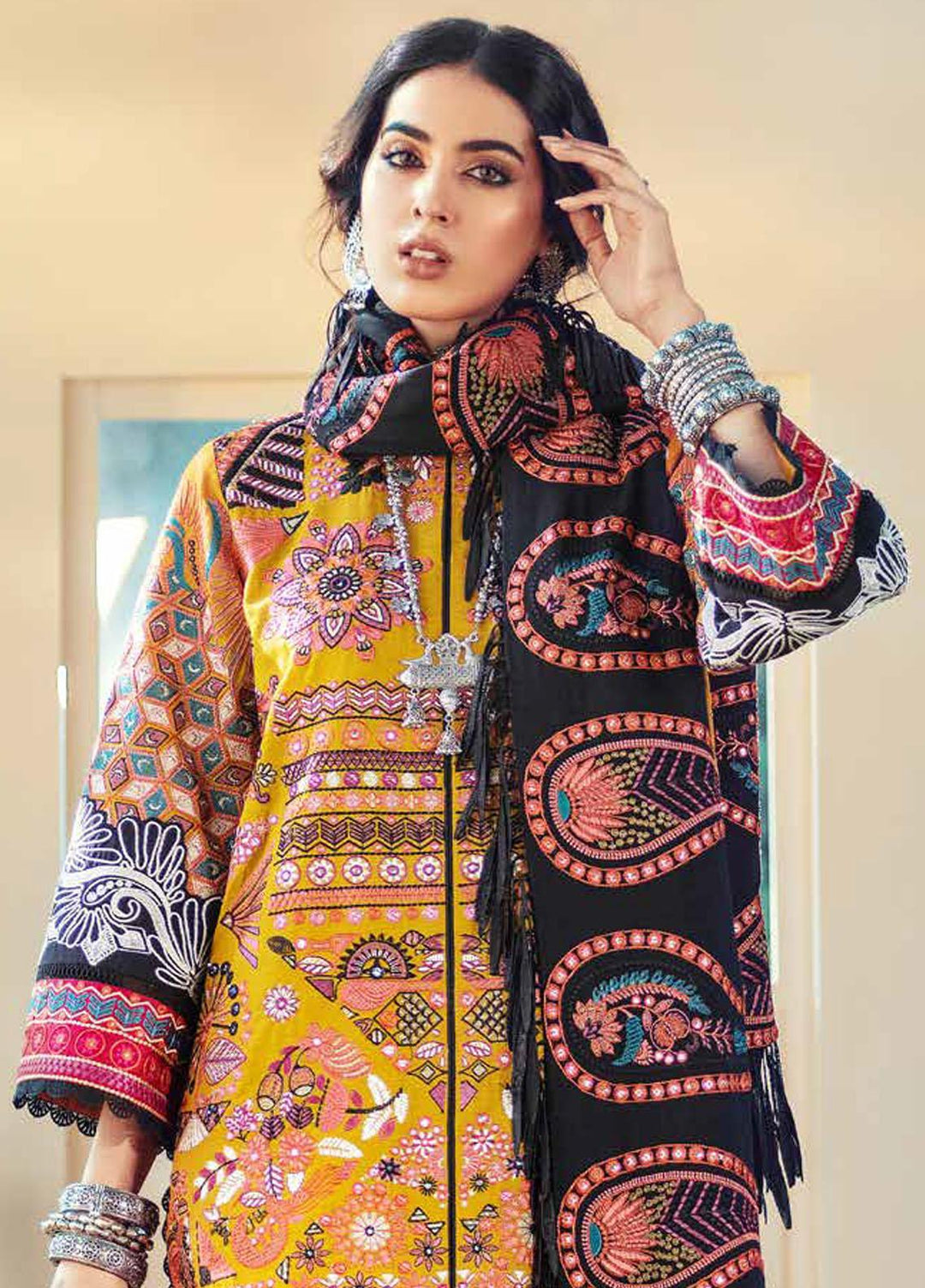 Maryam Hussain Embroidered Khaddar Suits Unstitched 3 Piece MH21W 06 Magnolia - Winter Collection