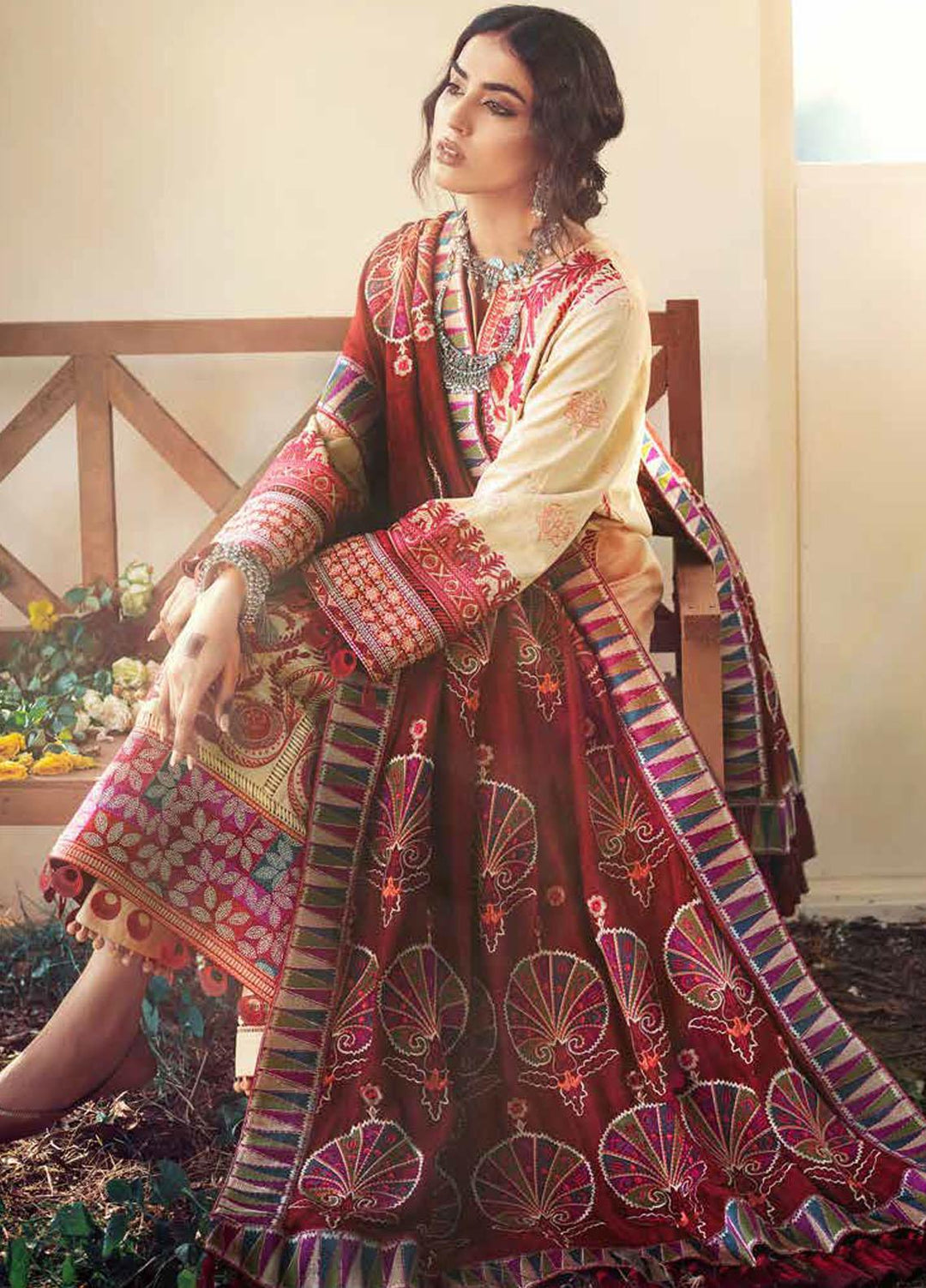 Maryam Hussain Embroidered Khaddar Suits Unstitched 3 Piece MH21W 08 Florence - Winter Collection