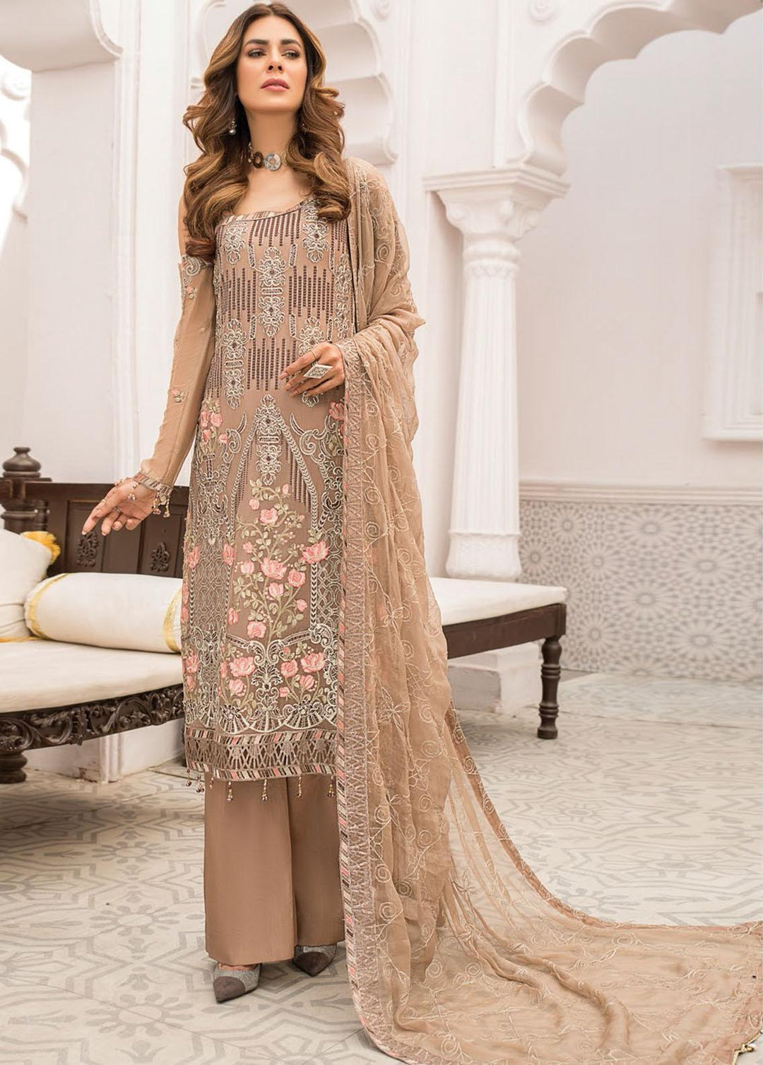 Maryam's Embroidered Chiffon Suit Unstitched 3 Piece MRM22-L25 Dress-31 - Luxury Collection