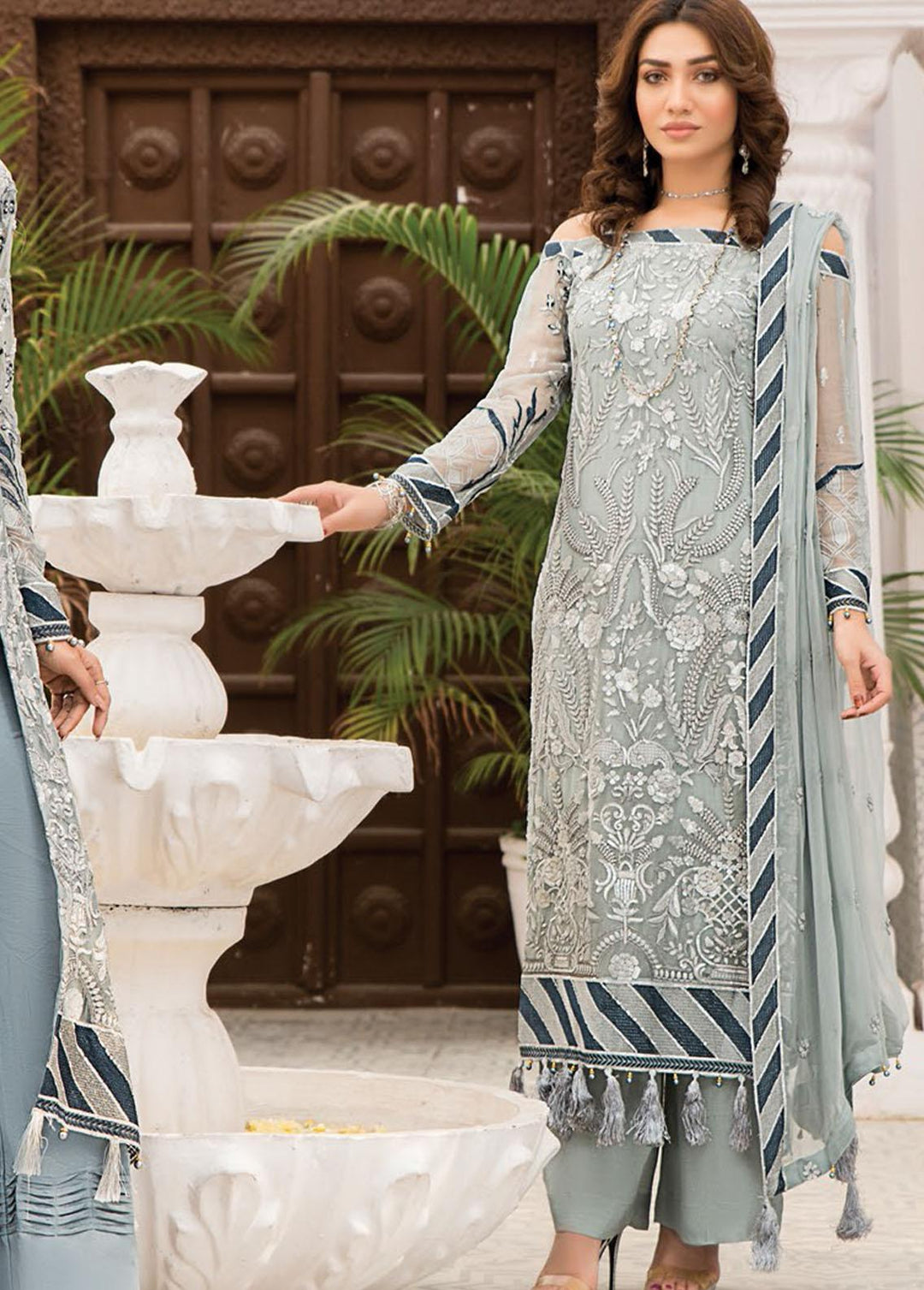 Maryam's Embroidered Chiffon Suit Unstitched 3 Piece MRM22-L25 Dress-32 - Luxury Collection