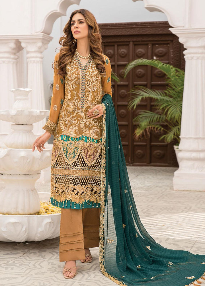 Maryam's Embroidered Chiffon Suit Unstitched 3 Piece MRM22-L25 Dress-34 - Luxury Collection