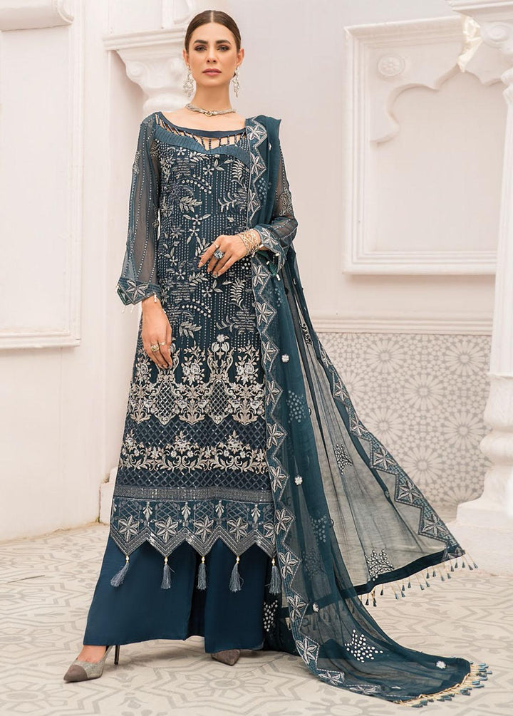 Maryam's Embroidered Chiffon Suit Unstitched 3 Piece MRM22-L25 Dress-36 - Luxury Collection