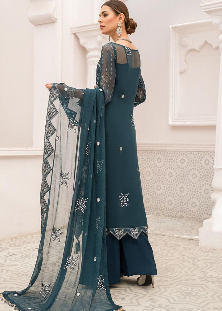 Maryam's Embroidered Chiffon Suit Unstitched 3 Piece MRM22-L25 Dress-36 - Luxury Collection