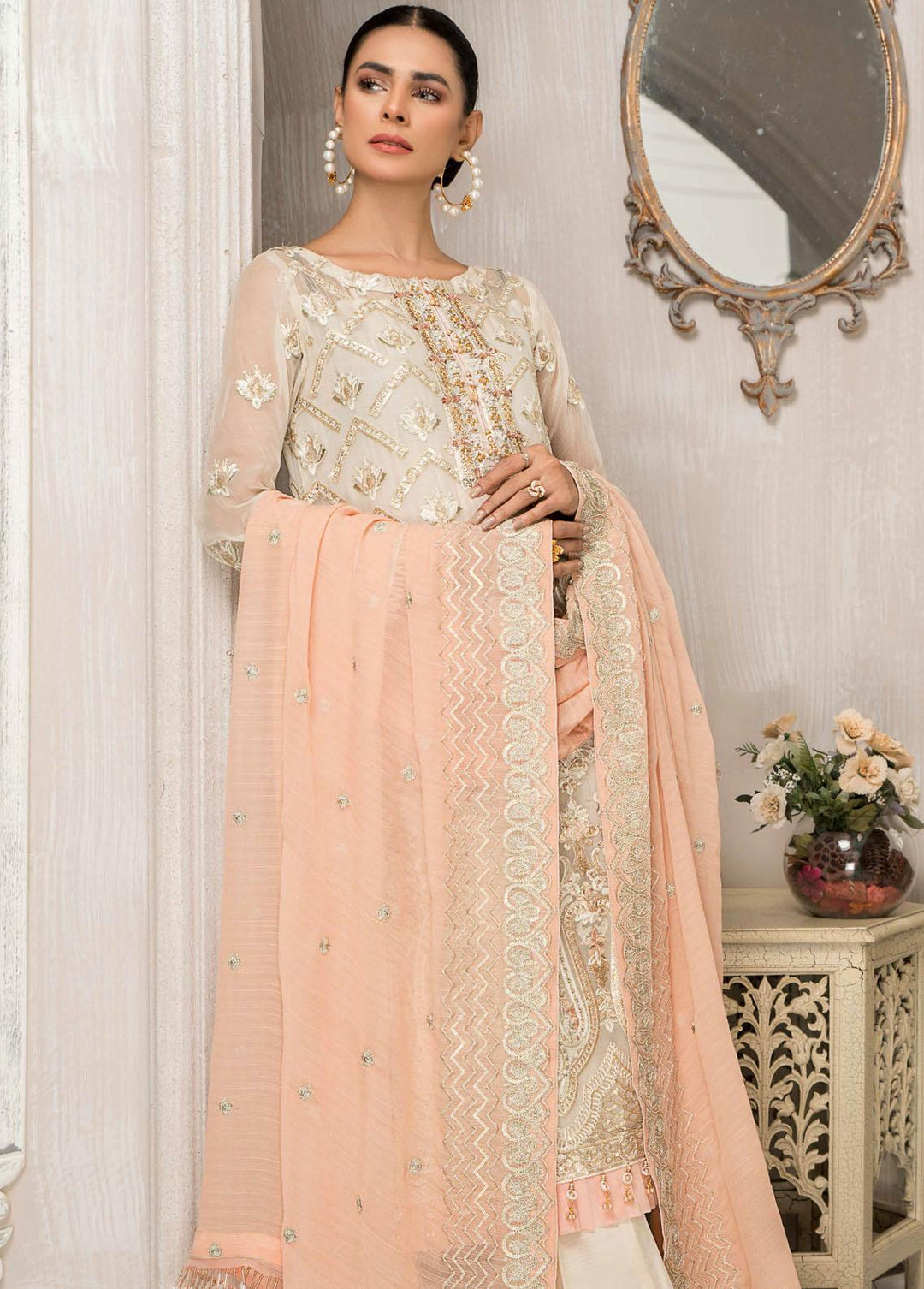 Maryam's Embroidered Chiffon Suits Unstitched 3 Piece MRM21-LF23 D-21 - Luxury Festive Collection