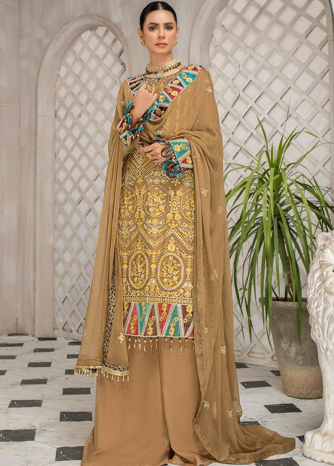 Maryam's Embroidered Chiffon Suits Unstitched 3 Piece MRM21-LF23 D-22 - Luxury Festive Collection