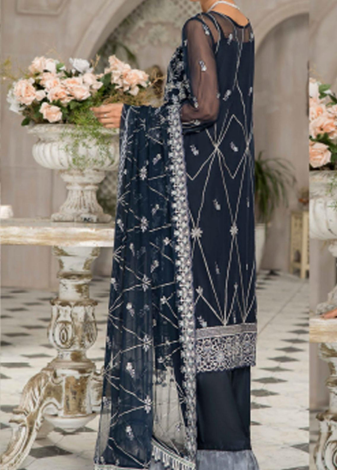 Maryam's Embroidered Chiffon Suits Unstitched 3 Piece MRM21-LF23 D-23 - Luxury Festive Collection