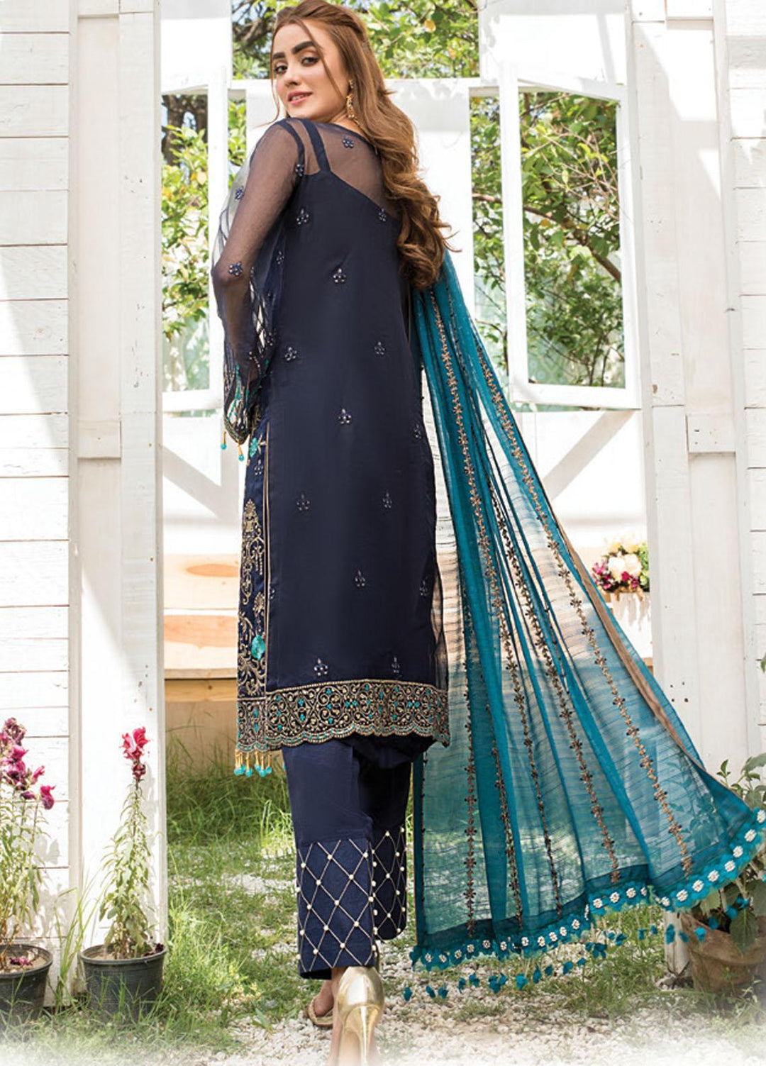 Maryam's Embroidered Organza Suits Unstitched 3 Piece MRM21E D-03 - Luxury Collection