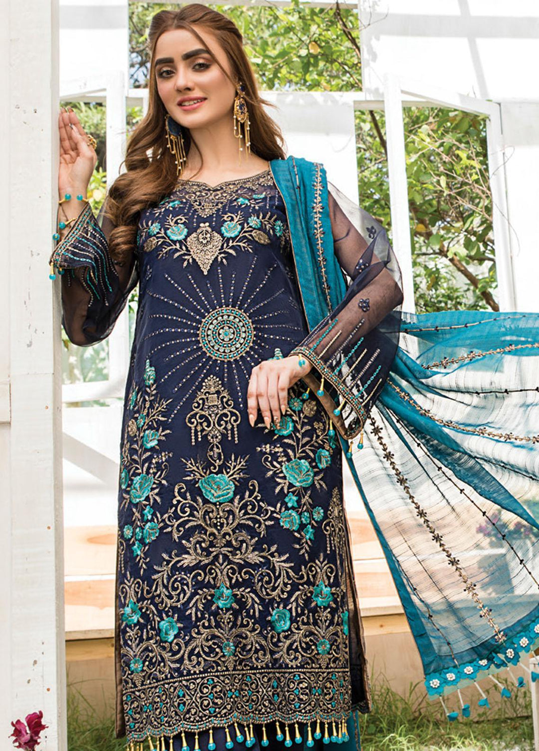 Maryam's Embroidered Organza Suits Unstitched 3 Piece MRM21E D-03 - Luxury Collection