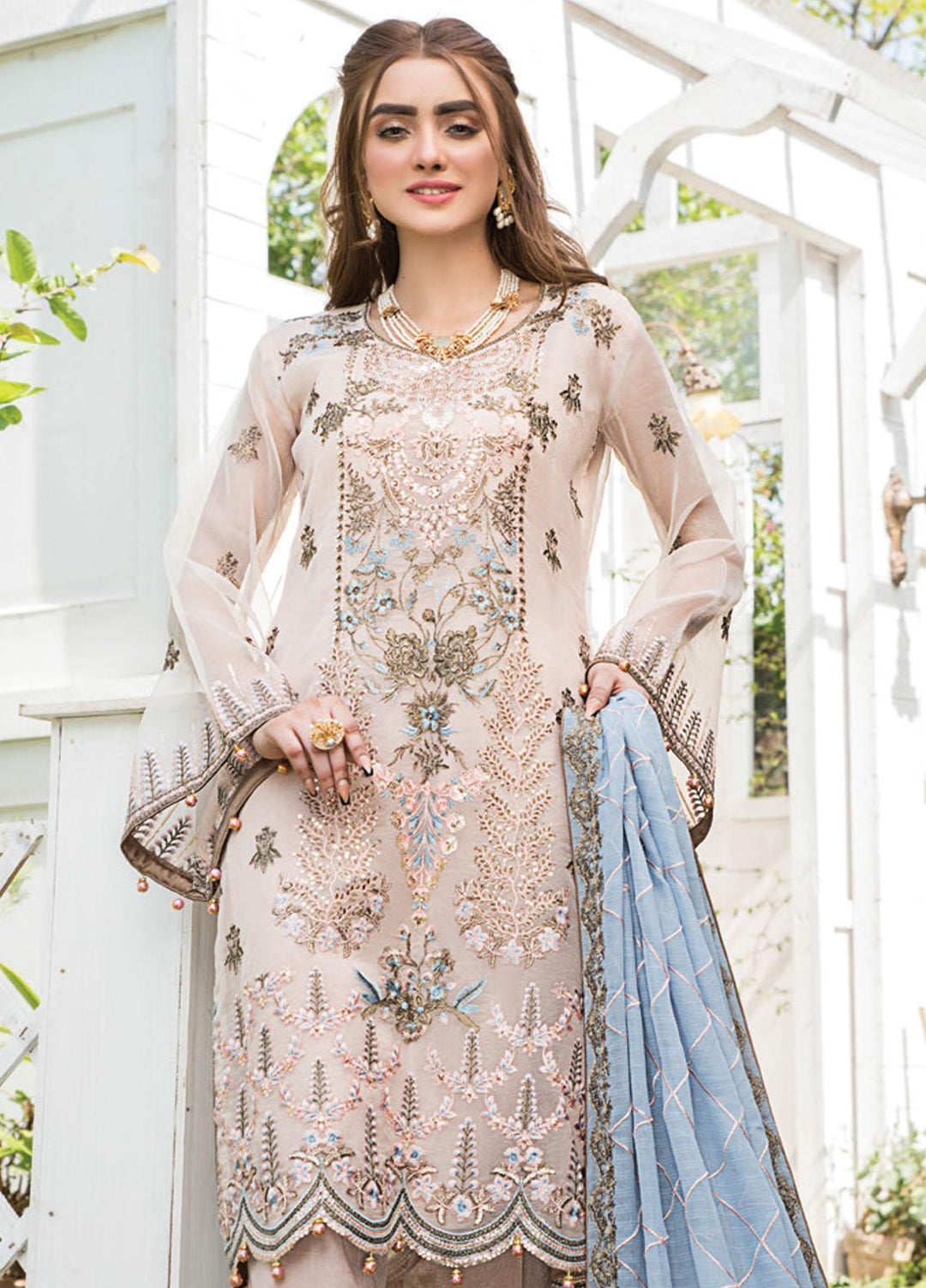 Maryam's Embroidered Organza Suits Unstitched 3 Piece MRM21E D-04 - Luxury Collection