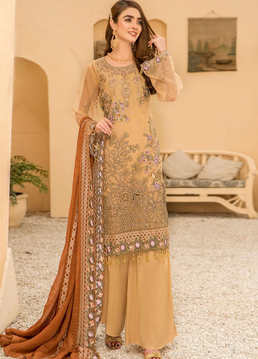 Maryam's Embroidered Organza Suits Unstitched 3 Piece MRM21E-8 EM-07 - Luxury Collection