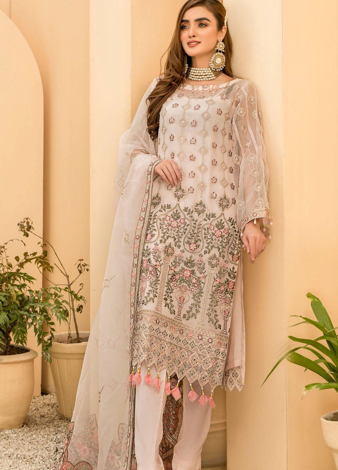 Maryam's Embroidered Organza Suits Unstitched 3 Piece MRM21E-8 EM-08 - Luxury Collection