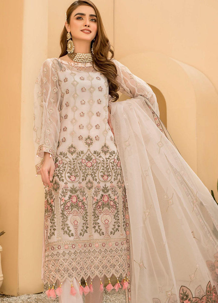 Maryam's Embroidered Organza Suits Unstitched 3 Piece MRM21E-8 EM-08 - Luxury Collection