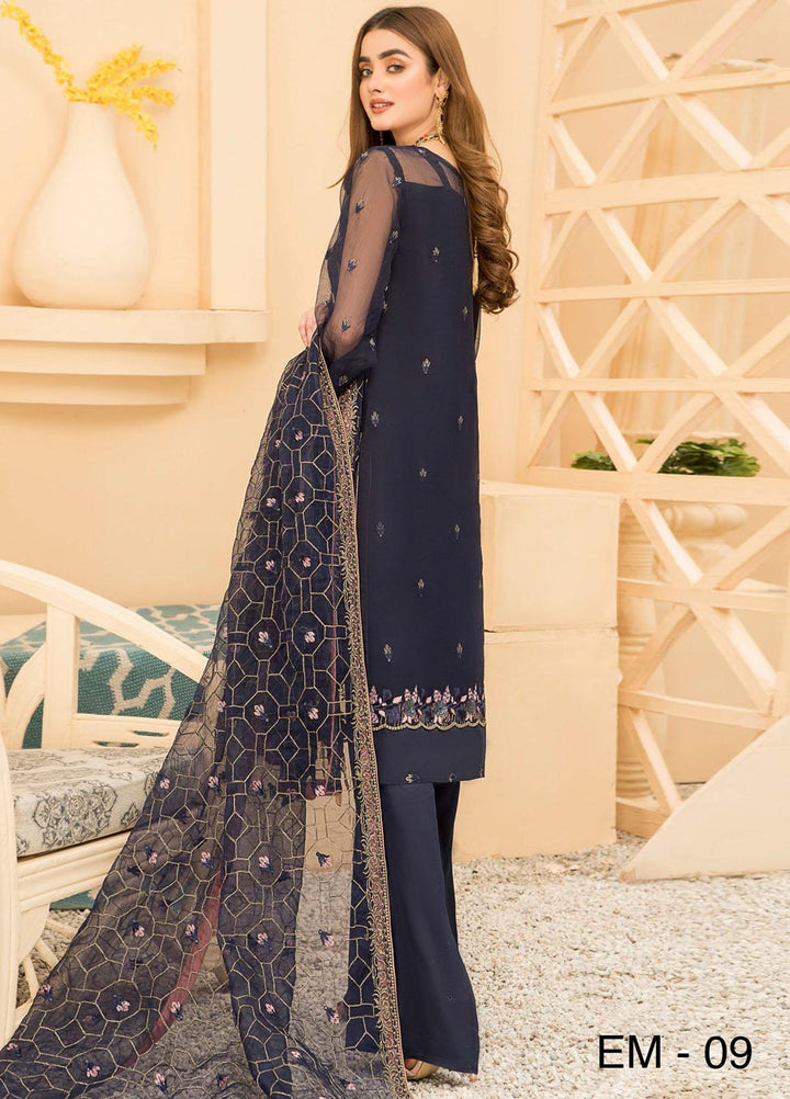 Maryam's Embroidered Organza Suits Unstitched 3 Piece MRM21E-8 EM-09 - Luxury Collection
