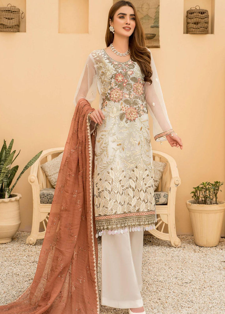 Maryam's Embroidered Organza Suits Unstitched 3 Piece MRM21E-8 EM-10 - Luxury Collection