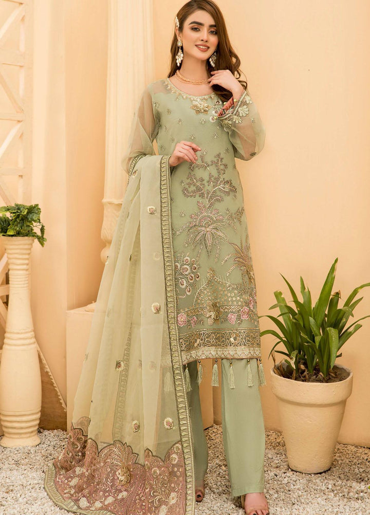 Maryam's Embroidered Organza Suits Unstitched 3 Piece MRM21E-8 EM-12 - Luxury Collection