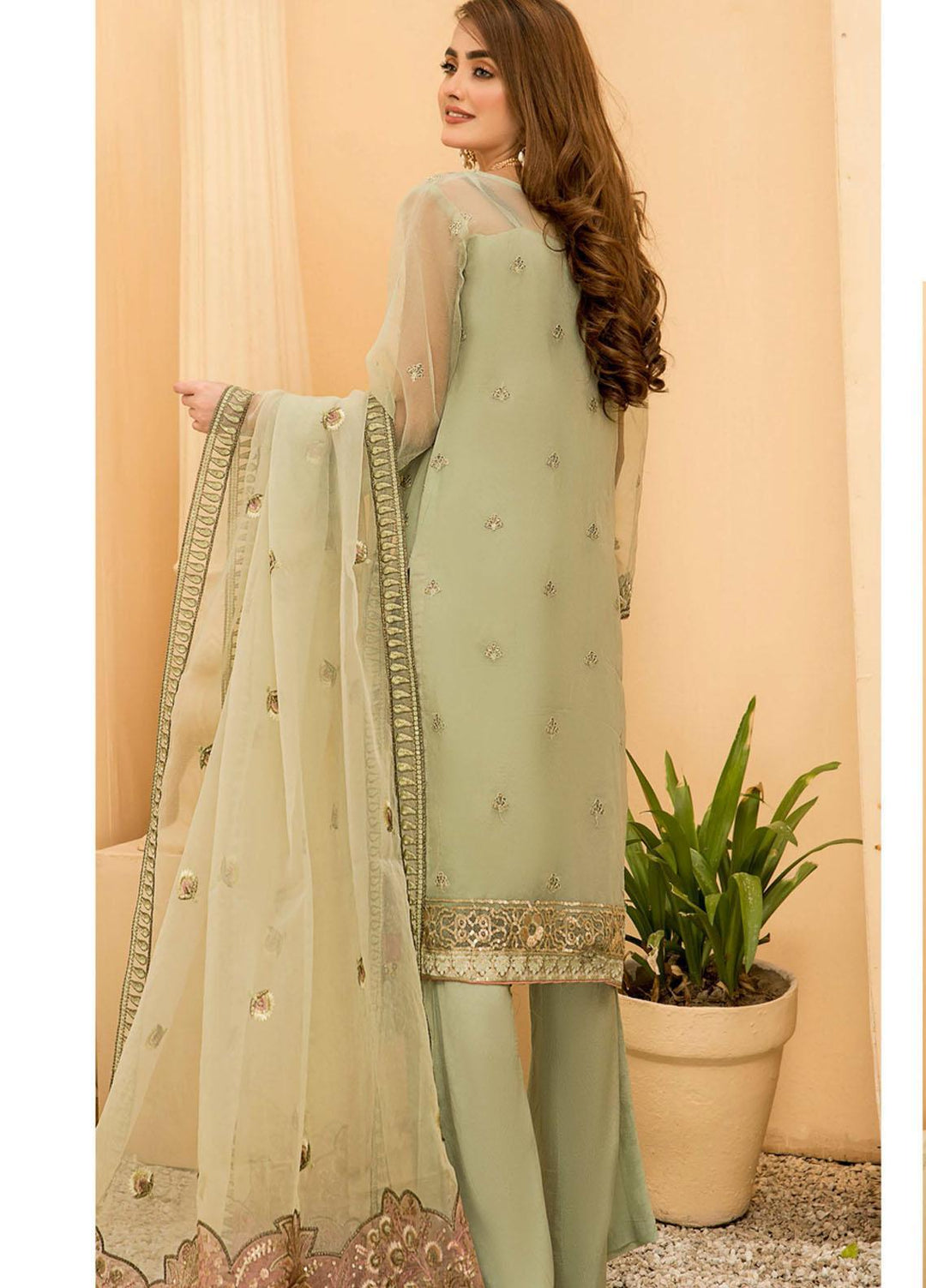 Maryam's Embroidered Organza Suits Unstitched 3 Piece MRM21E-8 EM-12 - Luxury Collection