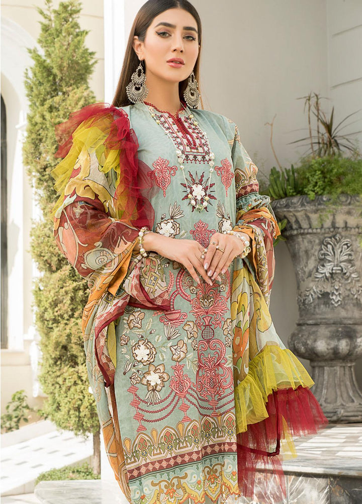 Maryam's Embroidered Lawn Suits Unstitched 3 Piece MRM21FL ML-105 - Summer Collection