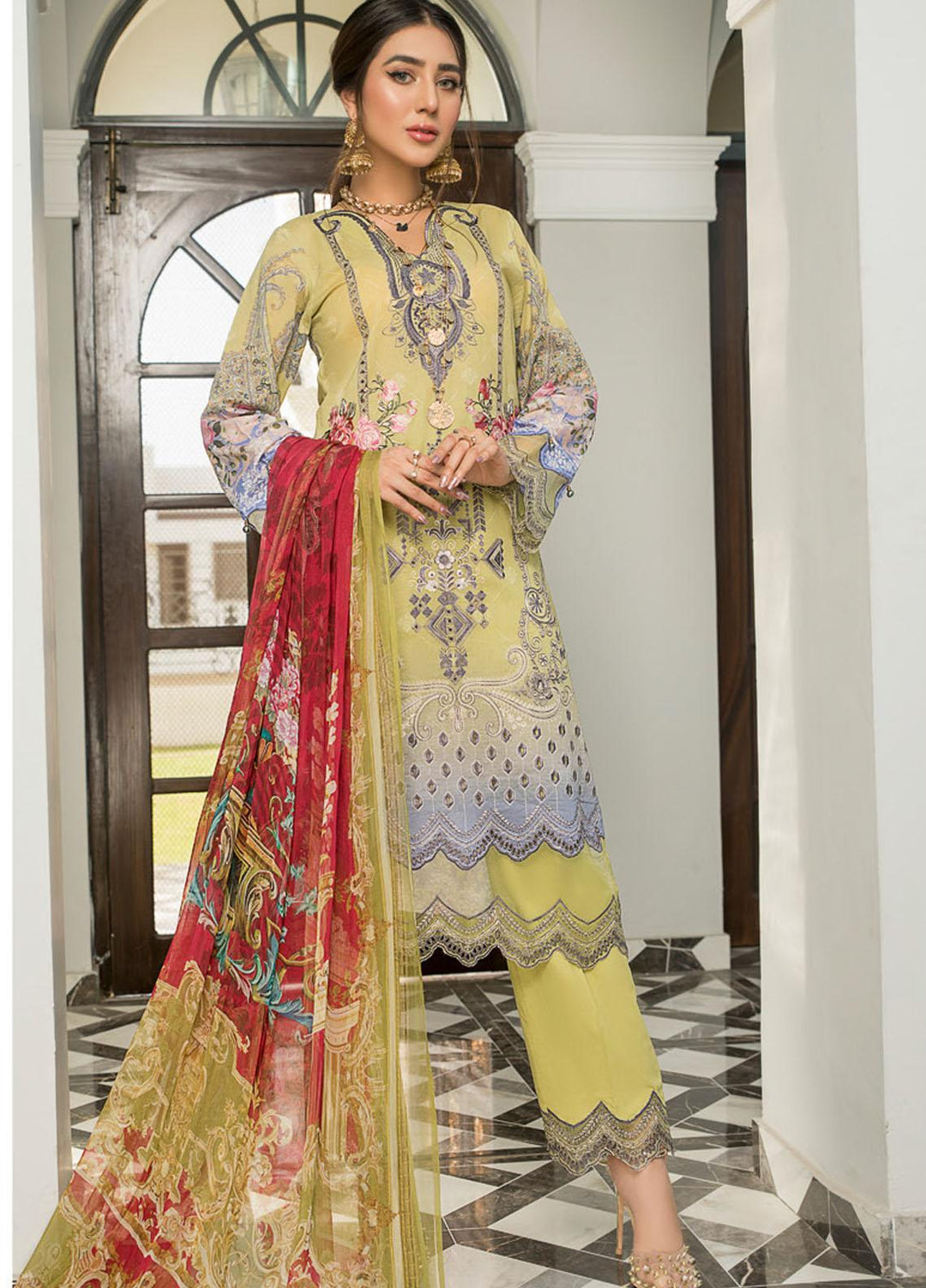 Maryam's Embroidered Lawn Suits Unstitched 3 Piece MRM21FL ML-108 - Summer Collection