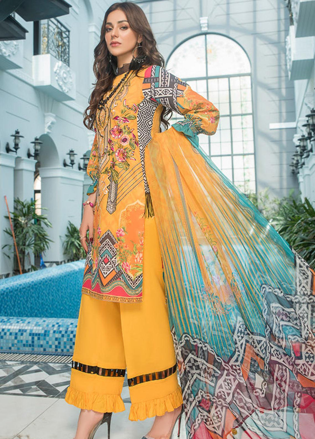 Maryam's Embroidered Lawn Suits Unstitched 3 Piece MRM21FL ML-109 - Summer Collection