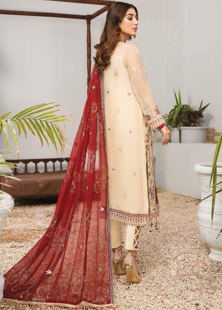 La Fleur By Maryam's Embroidered Chiffon Suits Unstitched 3 Piece MRM22LF Dress-32 Sandcastle - Luxury Collection