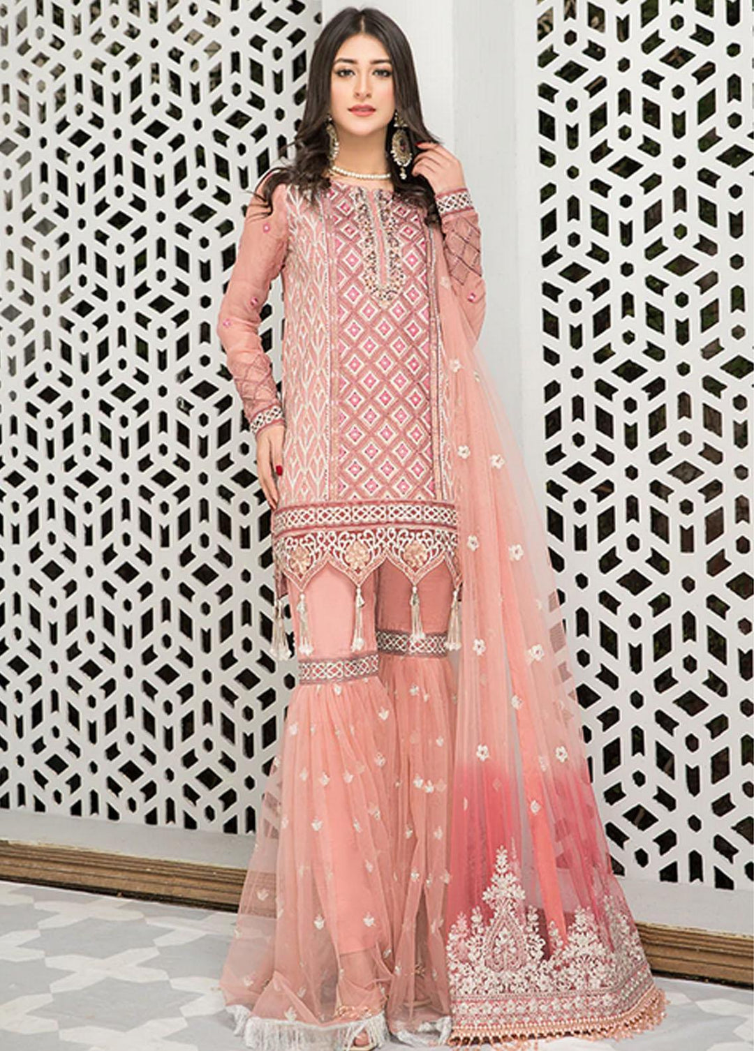 La Fleur By Maryam's Embroidered Chiffon Suits Unstitched 3 Piece MRM22LF Dress-34 Pearly Eve - Luxury Collection