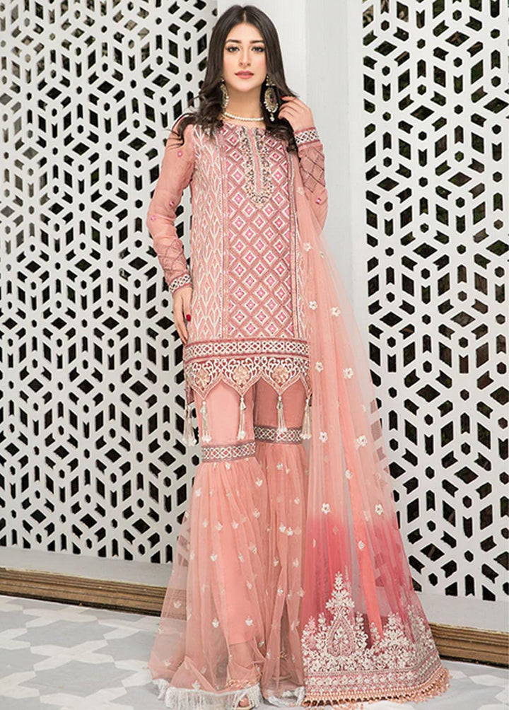 La Fleur By Maryam's Embroidered Chiffon Suits Unstitched 3 Piece MRM22LF Dress-34 Pearly Eve - Luxury Collection