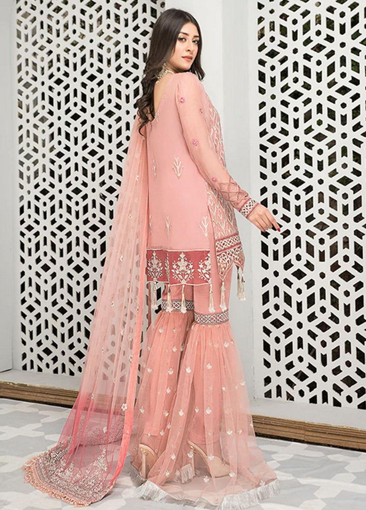 La Fleur By Maryam's Embroidered Chiffon Suits Unstitched 3 Piece MRM22LF Dress-34 Pearly Eve - Luxury Collection