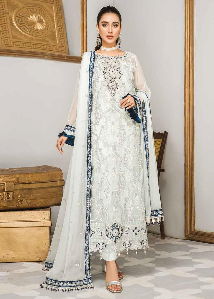 La Fleur By Maryam's Embroidered Chiffon Suits Unstitched 3 Piece MRM22LF Dress-35 Moonlight - Luxury Collection