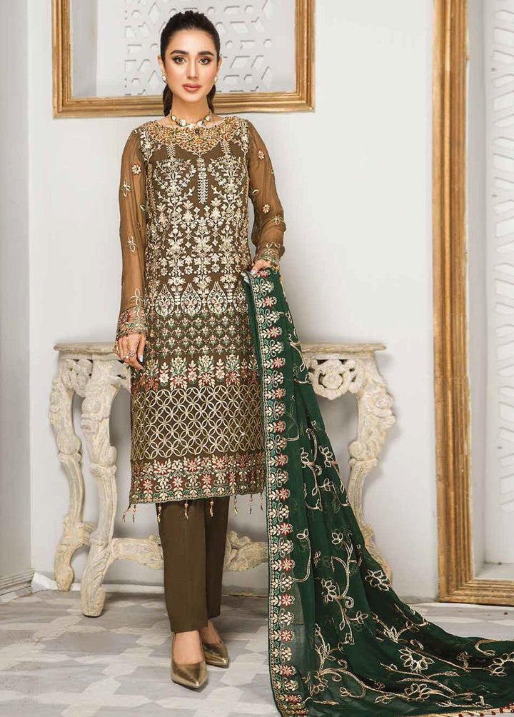La Fleur By Maryam's Embroidered Chiffon Suits Unstitched 3 Piece MRM22LF Dress-36 Regal Grandeur - Luxury Collection