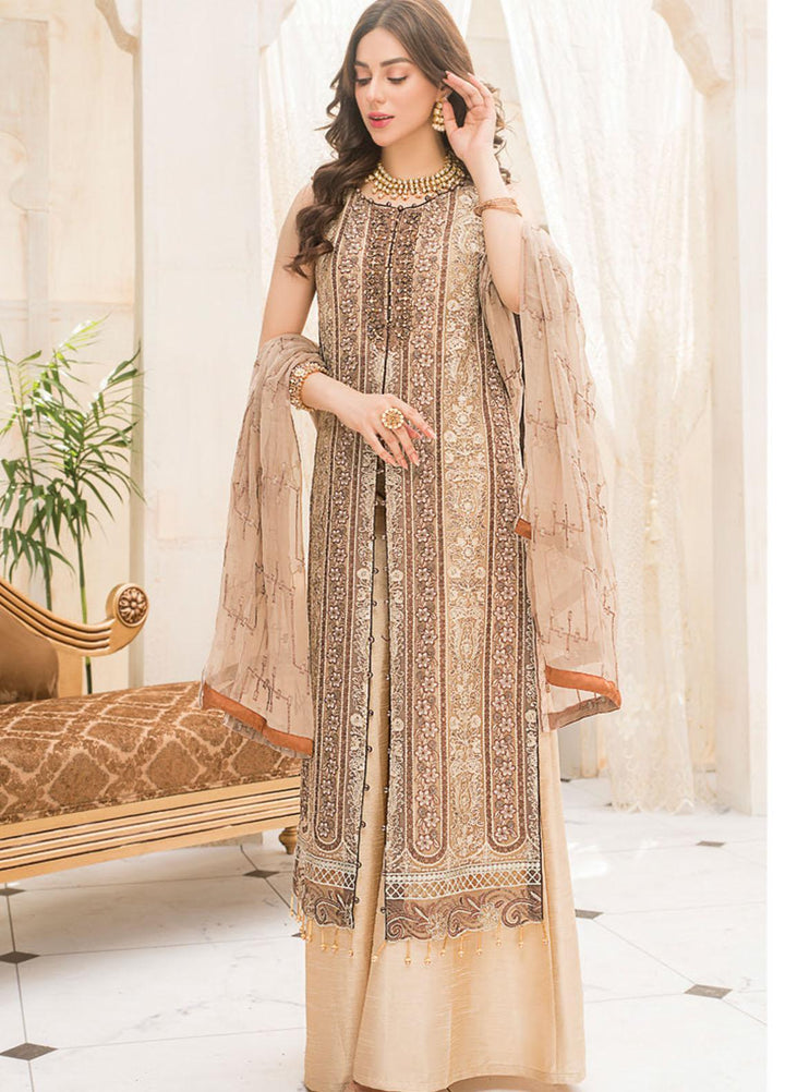 Maryam's Embroidered Chiffon Suits Unstitched 3 Piece MRM21C D-02 Beige Sequin - Luxury Collection
