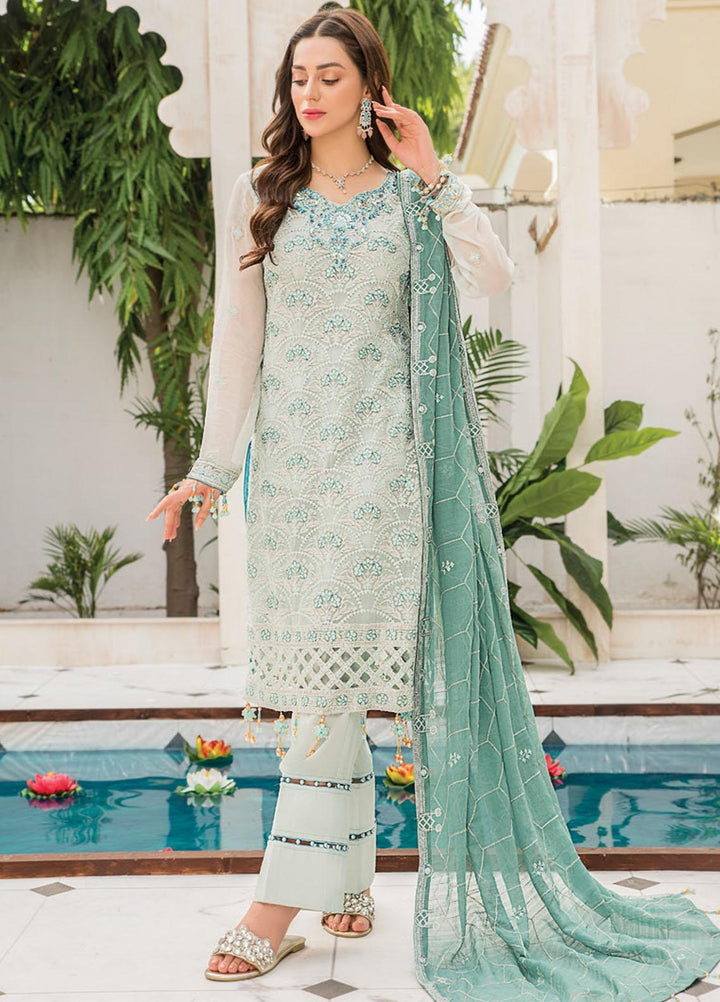 Maryam's Embroidered Chiffon Suits Unstitched 3 Piece MRM21C D-04 Nile Mint - Luxury Collection